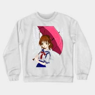 Nagisa from Clannad walking in the rain Crewneck Sweatshirt